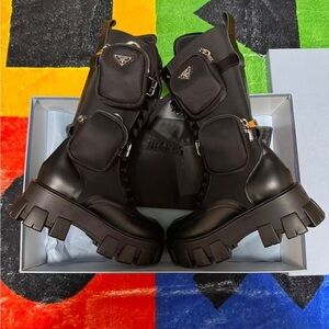 Prada Black Ankle Boots with Pockets